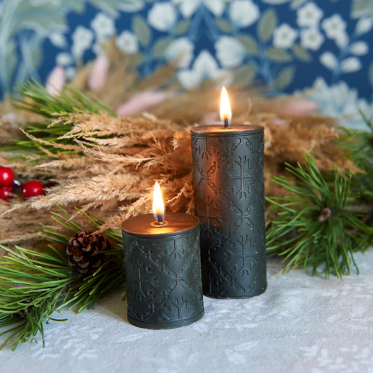 Black beeswax pillar Candle "Midnight Flame"