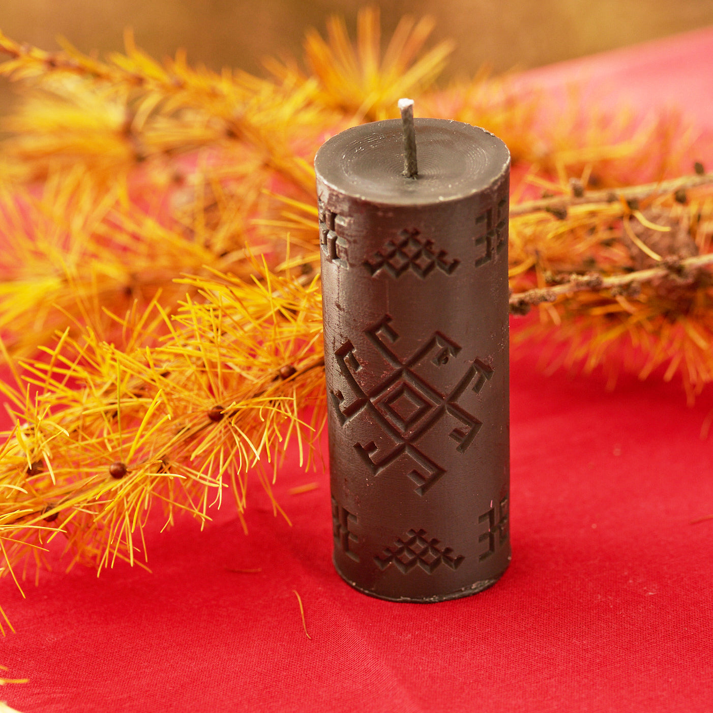 Black Beeswax Pillar Candle "AKA"